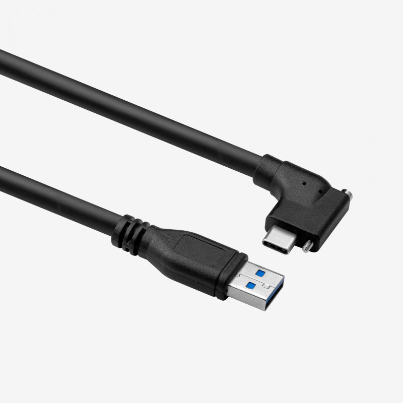 USB 3 standard cable, horizontal angled, screwable, 5 m
