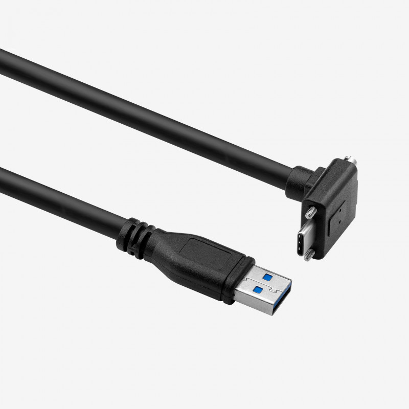 USB 3 standard cable, vertical angled, screwable, 3 m