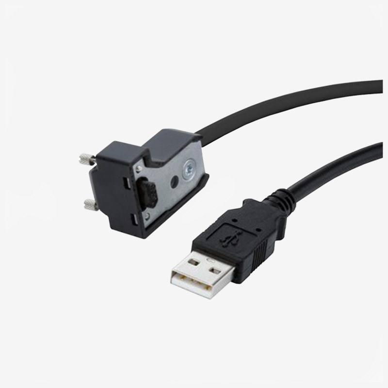 USB 2.0, standard cable, angled, screwable, 5 m